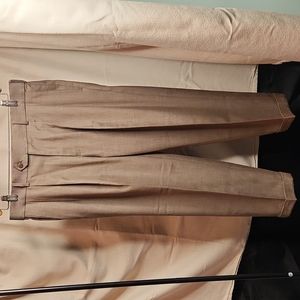 Stafford Mens Dress Pants Travel Classic Fit Pleated Sharkskin Brown 34 x 26